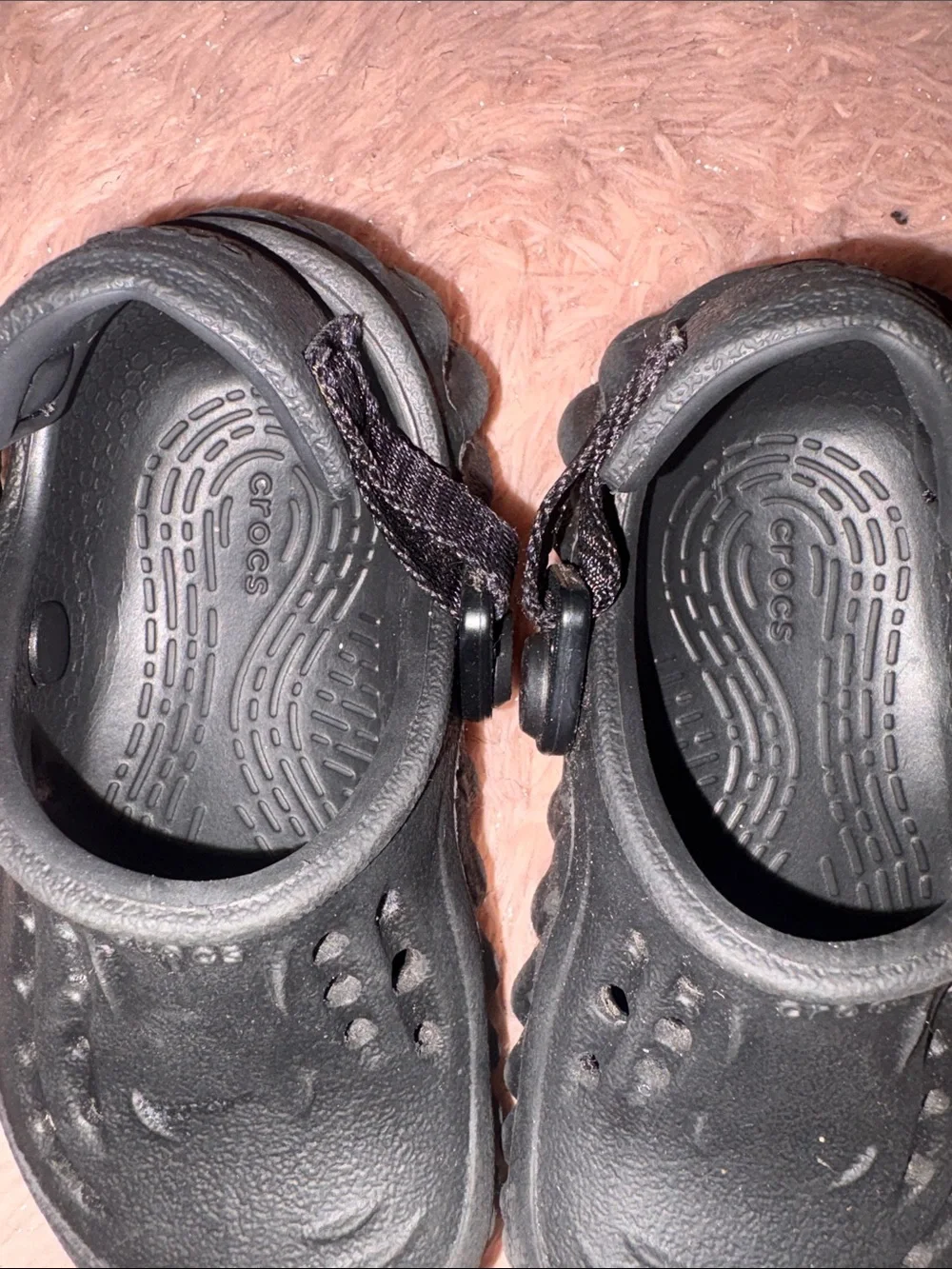 CROCS Kids Black Textured Clog with Adjustable Heel Strap